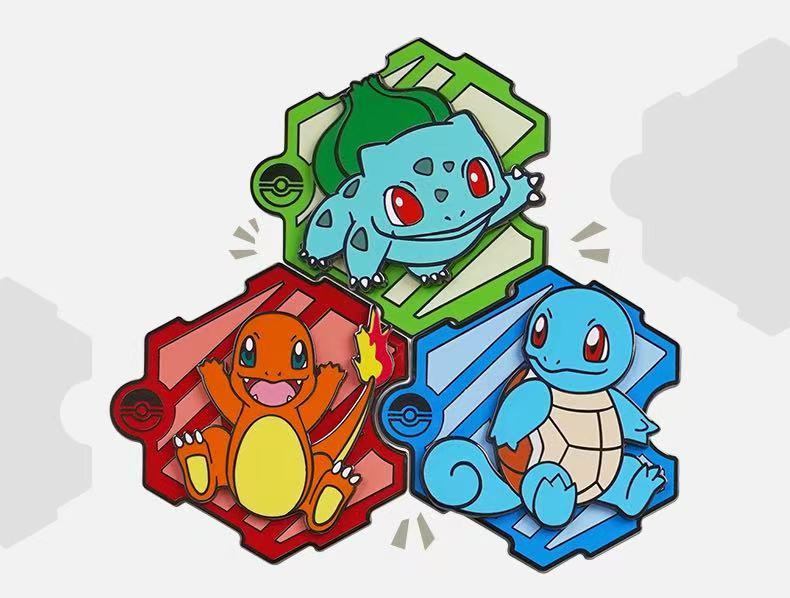 Three cartoon characters in colorful hexagonal frames on a white background