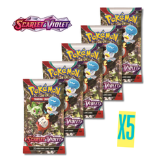 5 booster packs of scarlet & violet base