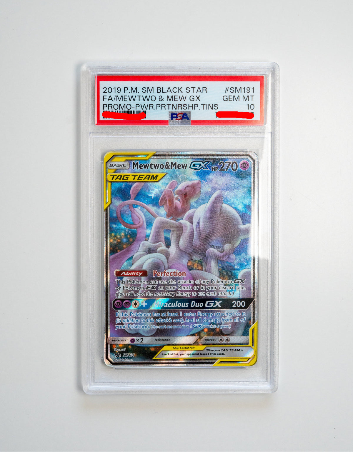 PSA 10 - Mewtwo & Mew GX - SM191 - SM Promos GeekPins PSA 10 - Mewtwo & Mew GX - SM191 - SM Promos GeekPins