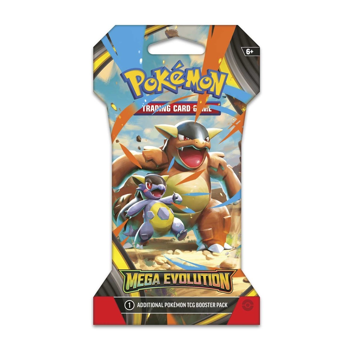Pokémon Trading Card Game booster pack with Mega Evolution theme on a white background