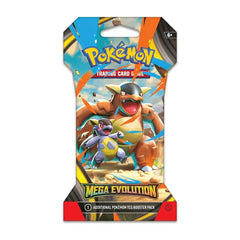 Pokémon Trading Card Game booster pack with Mega Evolution theme on a white background