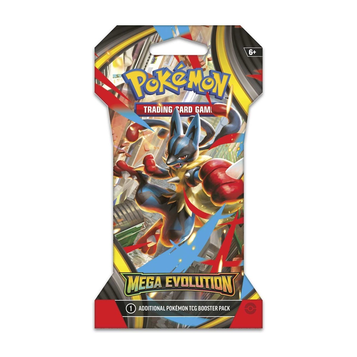 Pokémon trading card game booster pack with Mega Evolution design on a white background