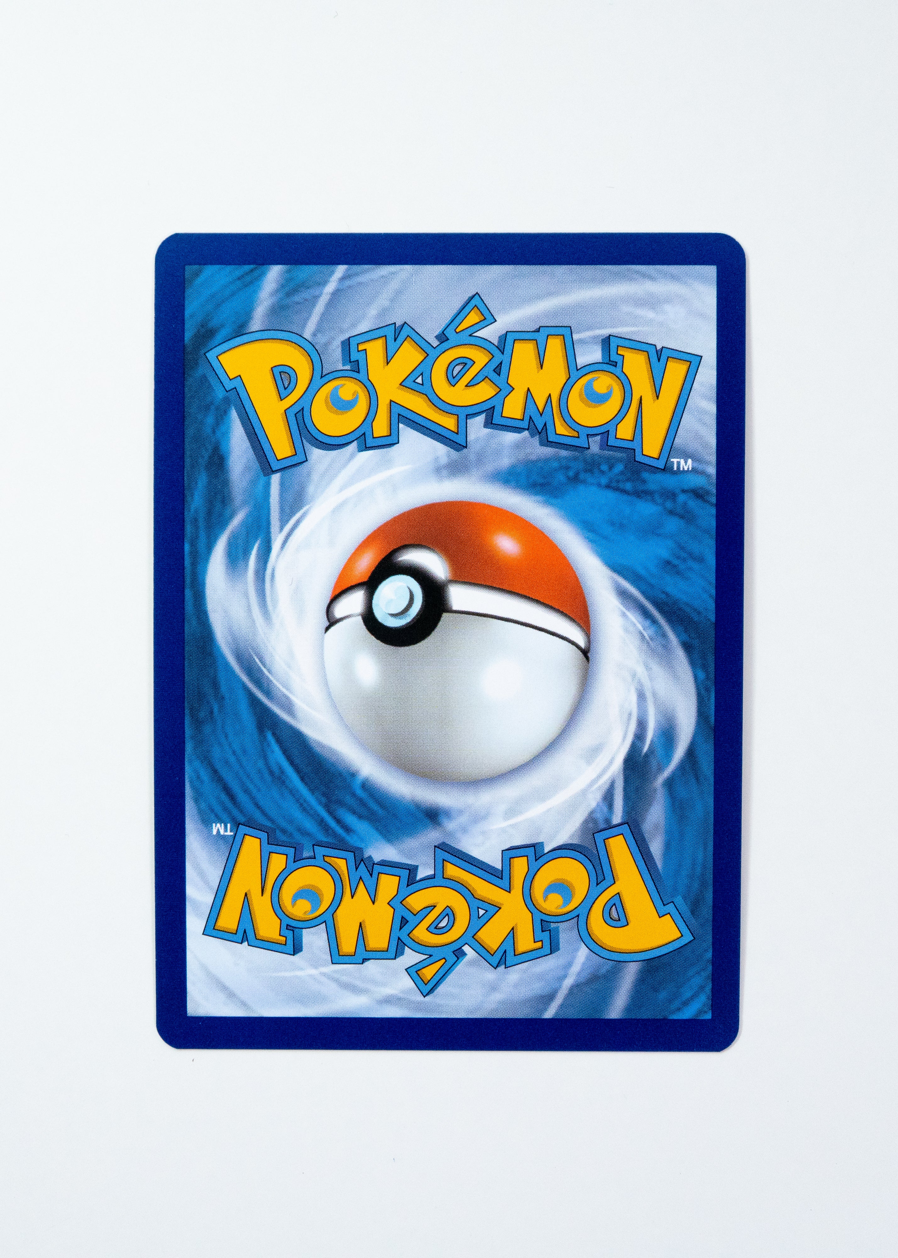 Pokémon trading card with a Poké Ball design on a blue and white background