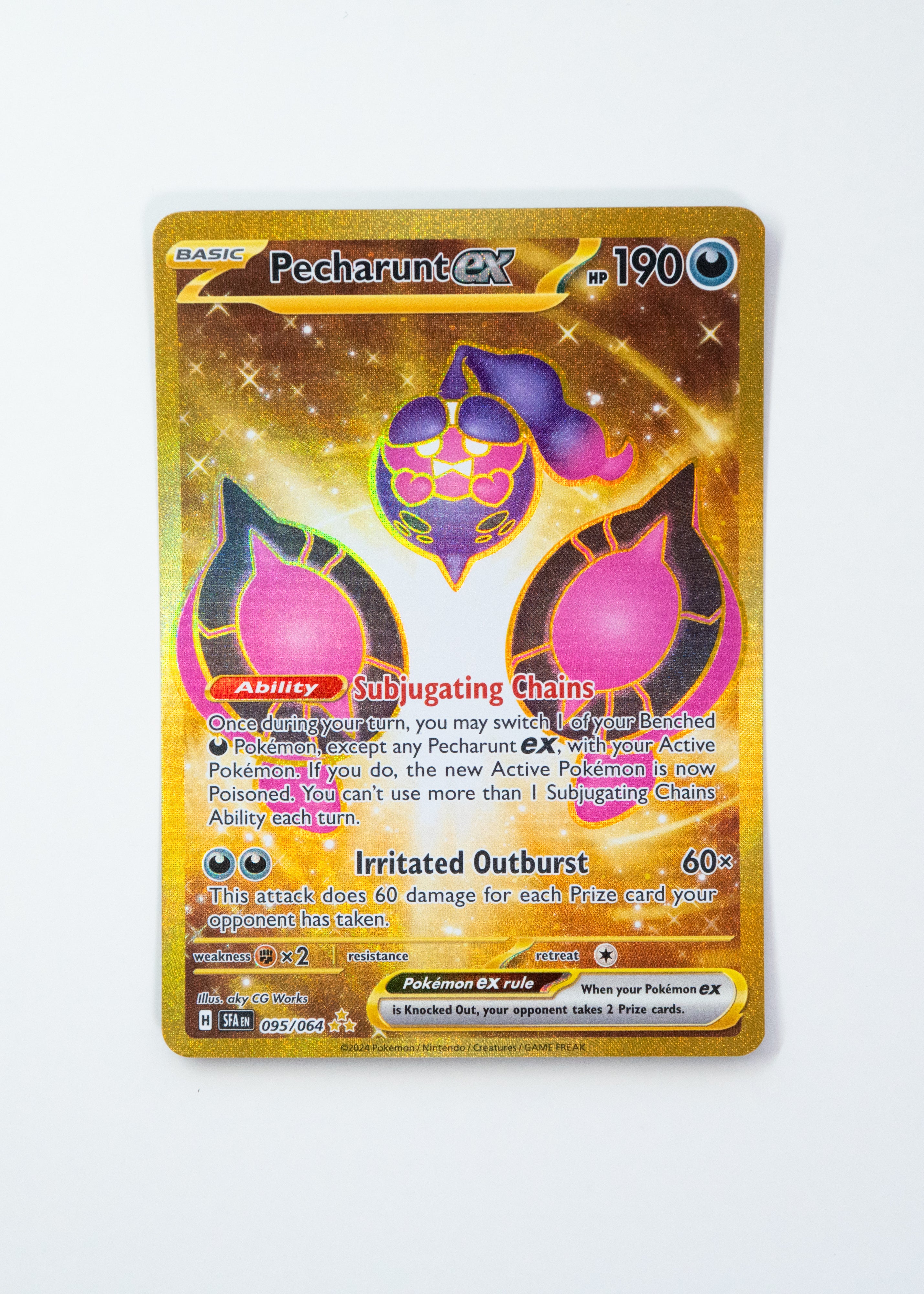 Pokémon trading card featuring Pechárunt EX on a white background
