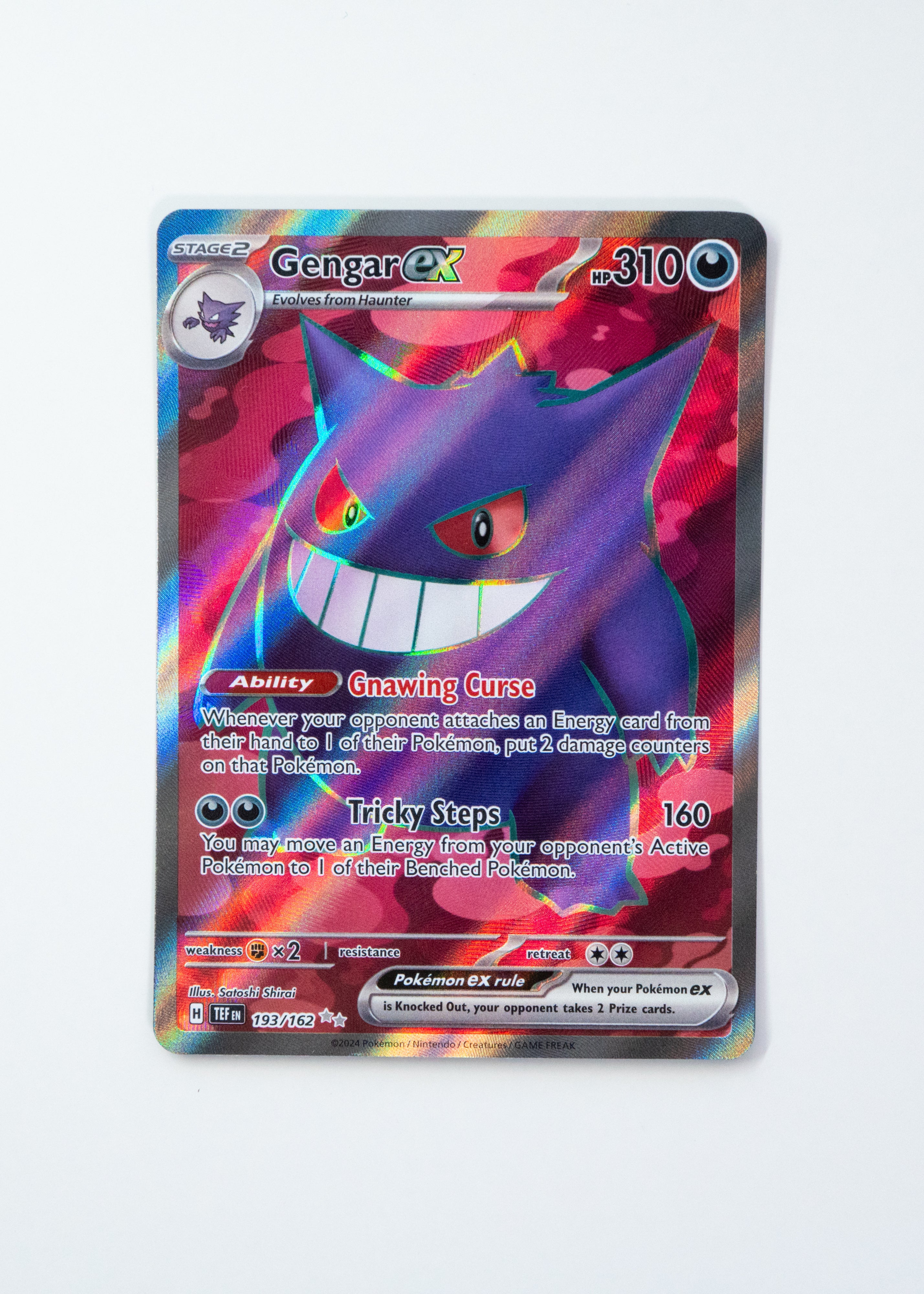 Pokémon trading card featuring Gengar EX on a white background