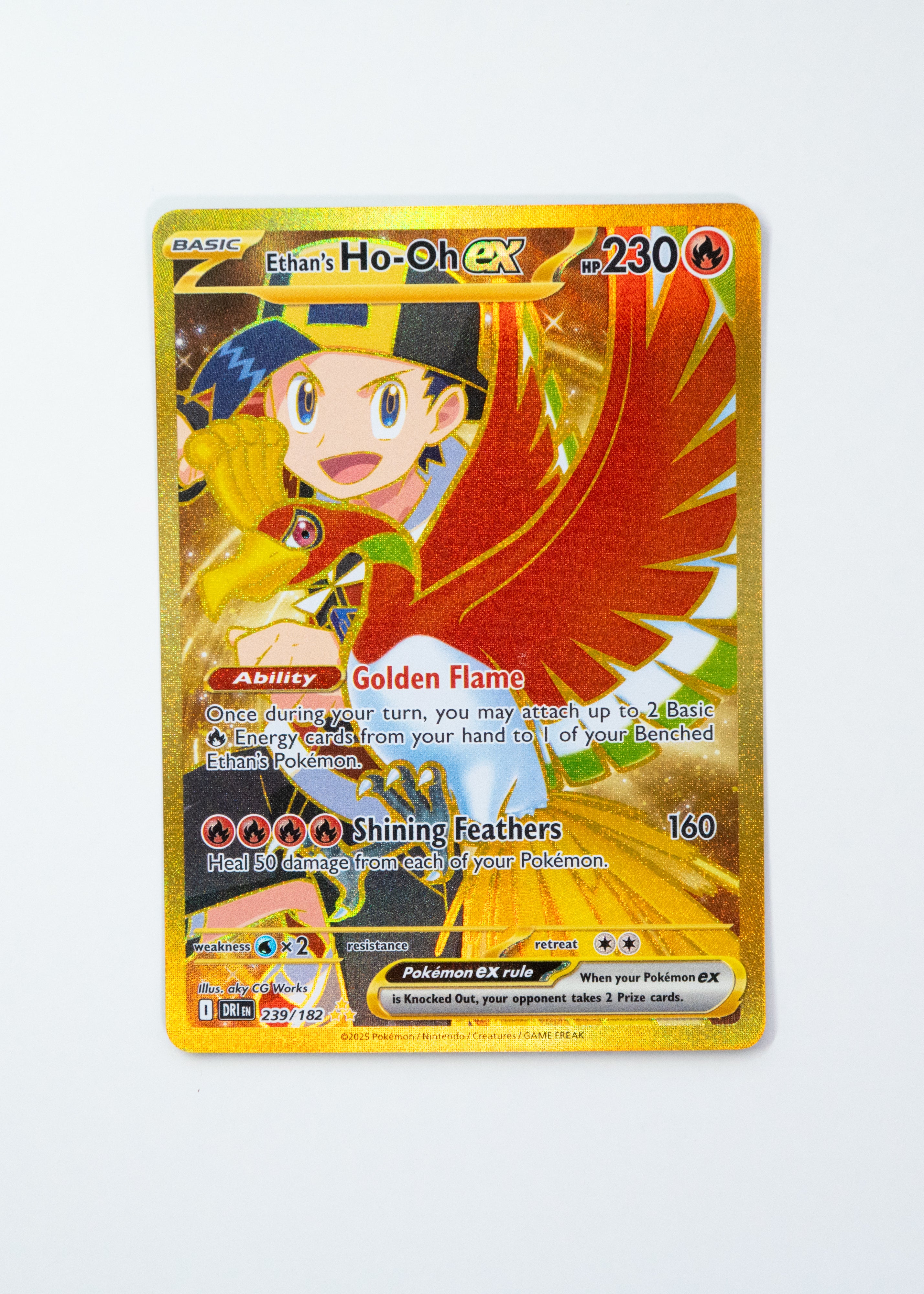 Ethan's Ho-Oh ex trading card with character and details on a white background