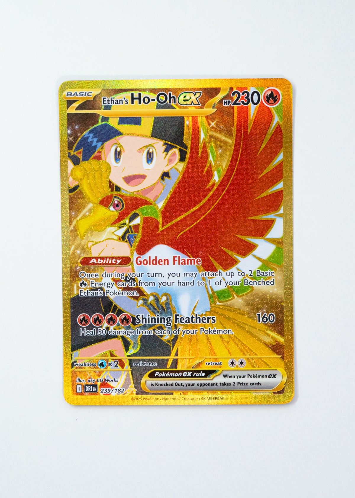 Ethan's Ho-Oh ex trading card with character and details on a white background