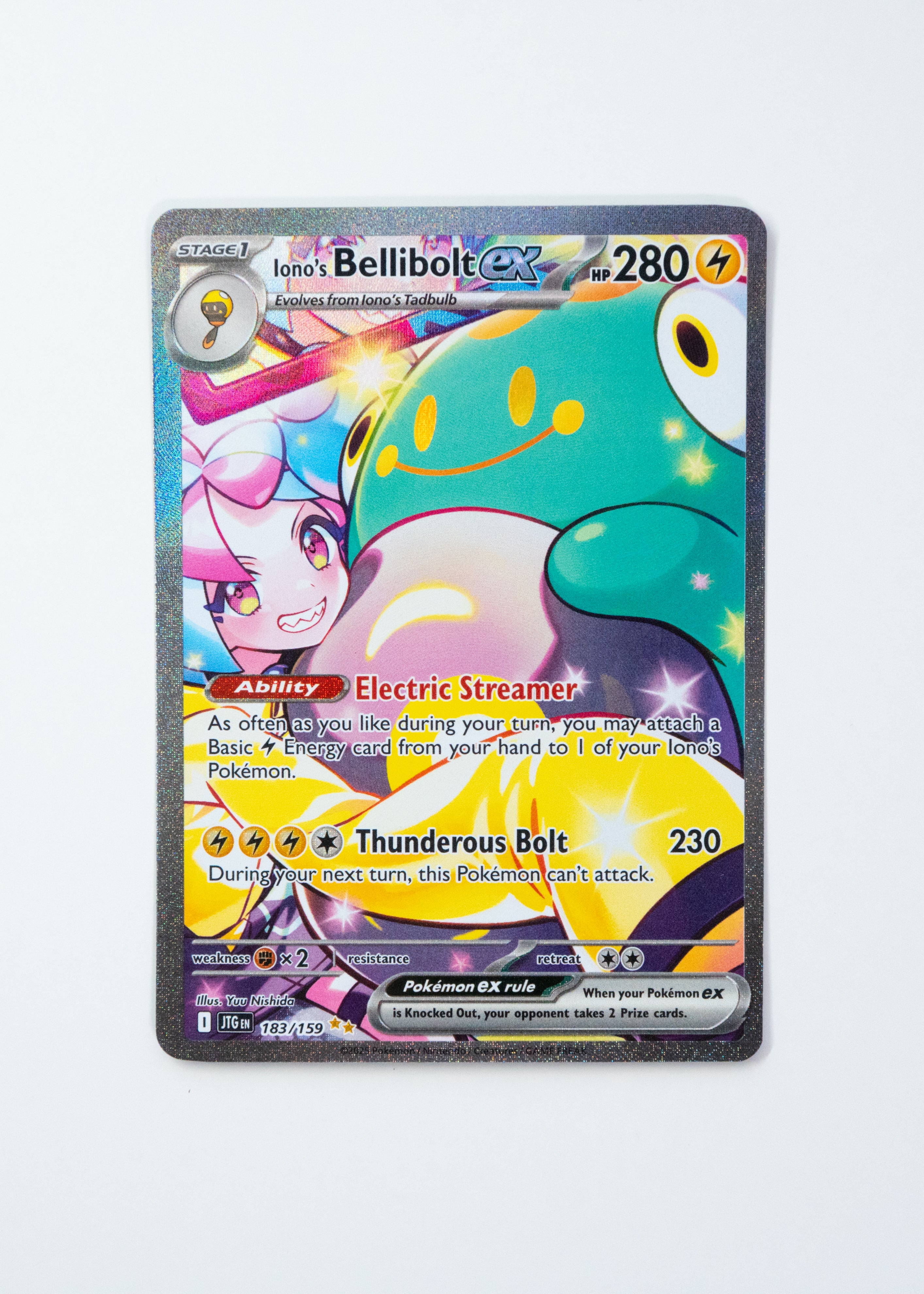 Pokémon trading card featuring a colorful character on a white background