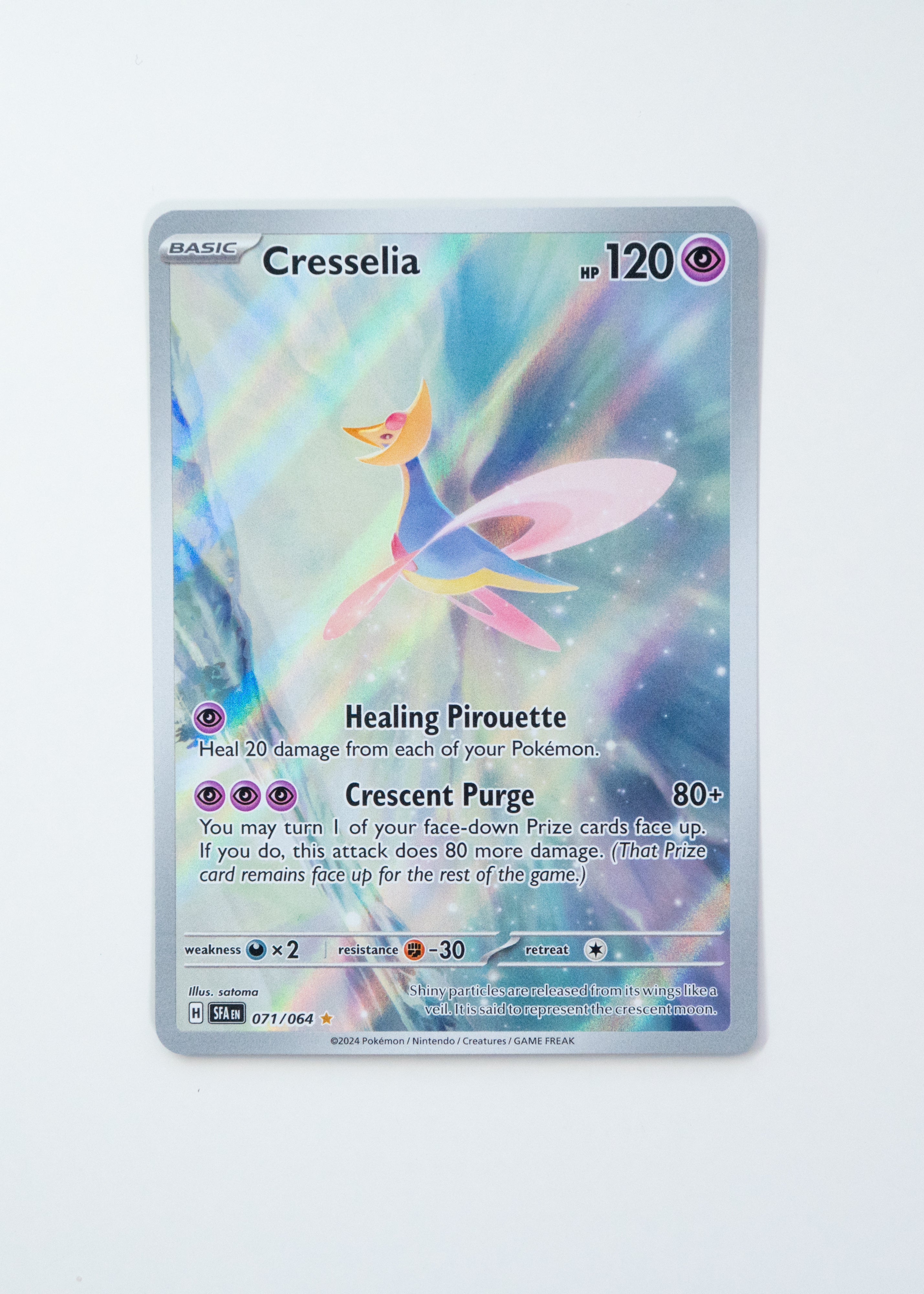 Pokémon trading card featuring Cresselia on a white background