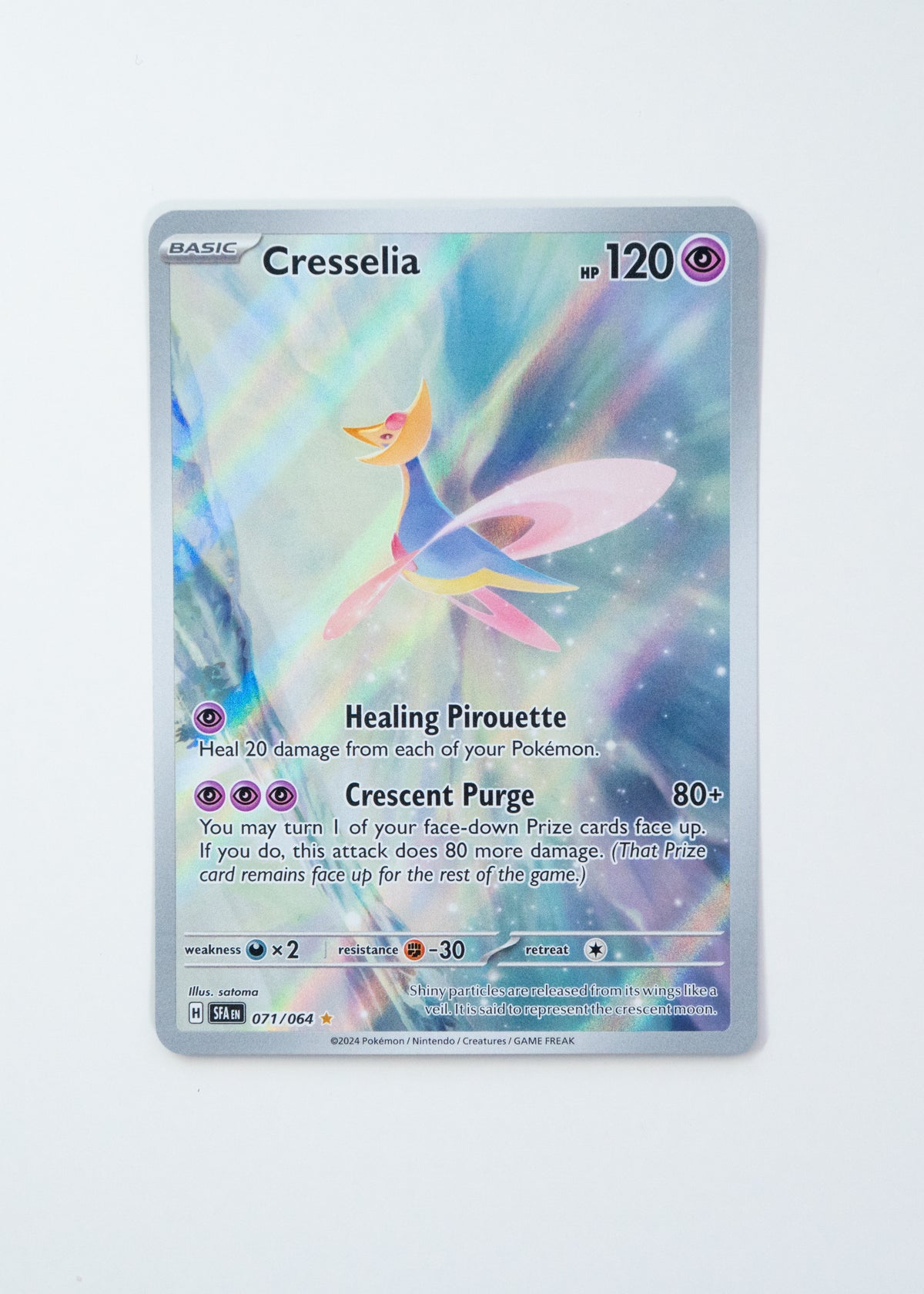 Pokémon trading card featuring Cresselia on a white background