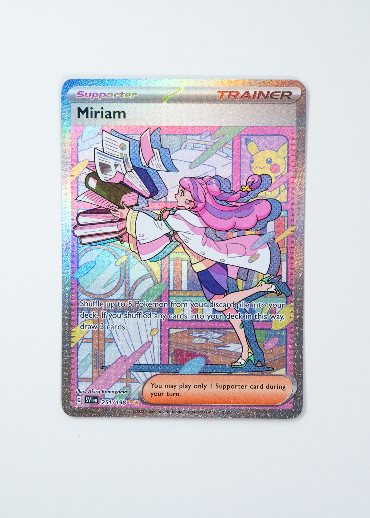 Pokémon trading card featuring a character named Miriam on a white background