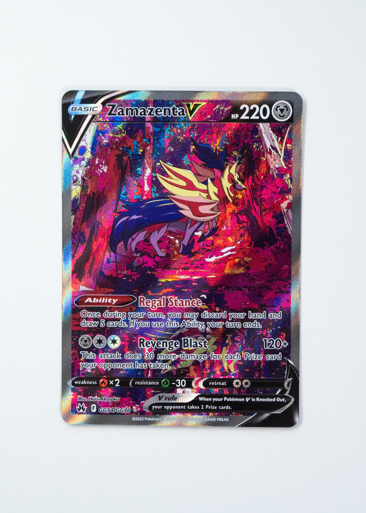 Trading card featuring a colorful character design on a white background